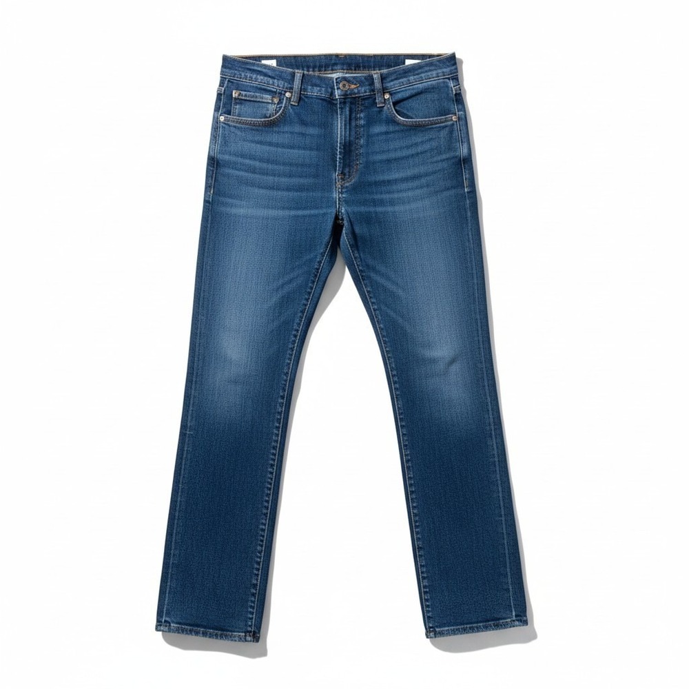 Origins  Straight Leg Medium Wash Blue Denim Jeans Mid Rise Stretch 33x31